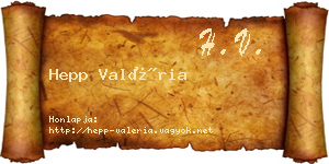 Hepp Valéria névjegykártya